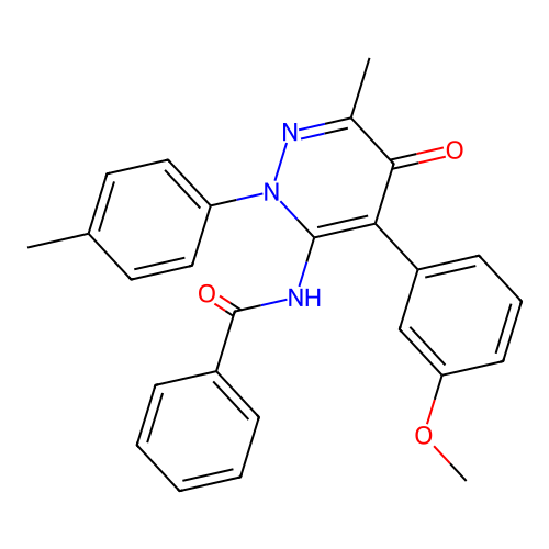 N-[4-(3-methoxyphenyl)-6-methyl-2-(4-methylphenyl)-5-oxopyridazin-3-yl]benzamide structure