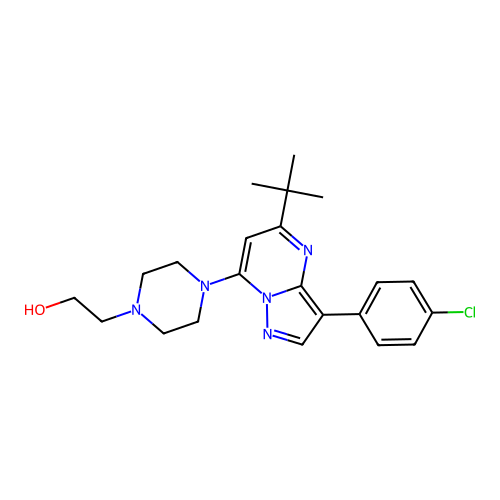 2-{4-[5-tert-butyl-3-(4-chlorophenyl)pyrazolo[1,5-a]pyrimidin-7-yl]piperazin-1-yl}ethanol structure