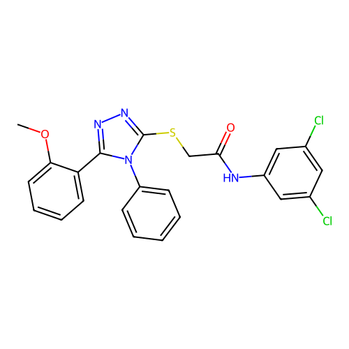 N-(3,5-dichlorophenyl)-2-[[5-(2-methoxyphenyl)-4-phenyl-1,2,4-triazol-3-yl]sulfanyl]acetamide structure