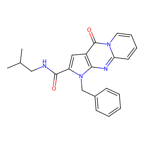 1-benzyl-N-isobutyl-4-oxo-1,4-dihydropyrido[1,2-a]pyrrolo[2,3-d]pyrimidine-2-carboxamide structure