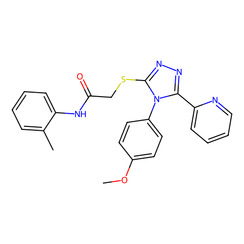 2-[[4-(4-methoxyphenyl)-5-pyridin-2-yl-1,2,4-triazol-3-yl]sulfanyl]-N-(2-methylphenyl)acetamide structure