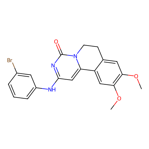 2-((3-bromophenyl)amino)-9,10-dimethoxy-6,7-dihydro-4H-pyrimido[6,1-a]isoquinolin-4-one structure