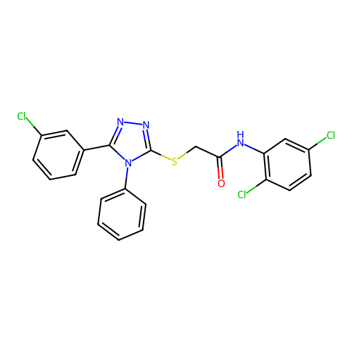 2-[[5-(3-chlorophenyl)-4-phenyl-1,2,4-triazol-3-yl]sulfanyl]-N-(2,5-dichlorophenyl)acetamide structure