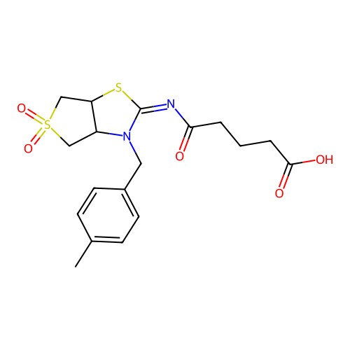 5-{[(2Z)-3-(4-methylbenzyl)-5,5-dioxidotetrahydrothieno[3,4-d][1,3]thiazol-2(3H)-ylidene]amino}-5-oxopentanoic acid structure