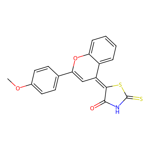 (5Z)-5-[2-(4-methoxyphenyl)-4H-chromen-4-ylidene]-2-thioxo-1,3-thiazolidin-4-one structure