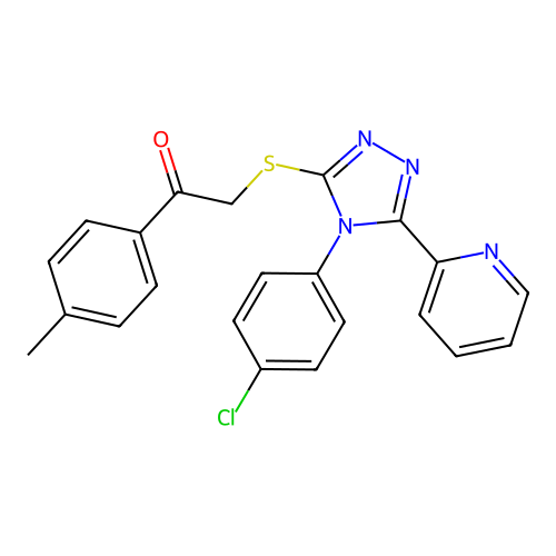 2-[[4-(4-chlorophenyl)-5-pyridin-2-yl-1,2,4-triazol-3-yl]sulfanyl]-1-(4-methylphenyl)ethanone structure