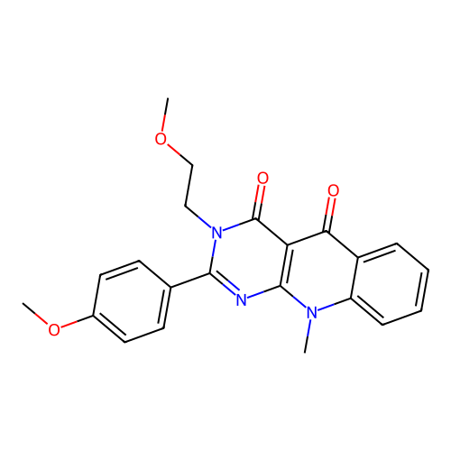 3-(2-methoxyethyl)-2-(4-methoxyphenyl)-10-methylpyrimido[4,5-b]quinoline-4,5(3H,10H)-dione structure