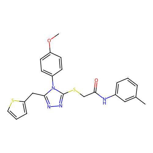 2-{[4-(4-methoxyphenyl)-5-(thiophen-2-ylmethyl)-4H-1,2,4-triazol-3-yl]sulfanyl}-N-(3-methylphenyl)acetamide structure
