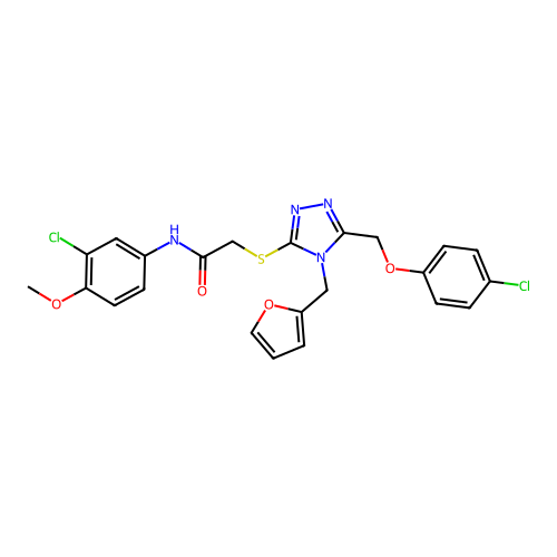 N-(3-chloro-4-methoxyphenyl)-2-((5-((4-chlorophenoxy)methyl)-4-(furan-2-ylmethyl)-4H-1,2,4-triazol-3-yl)thio)acetamide structure