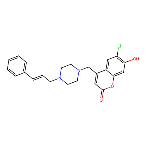 (E)-6-chloro-4-((4-cinnamylpiperazin-1-yl)methyl)-7-hydroxy-2H-chromen-2-one structure