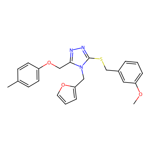 4-(furan-2-ylmethyl)-3-((3-methoxybenzyl)thio)-5-((p-tolyloxy)methyl)-4H-1,2,4-triazole structure