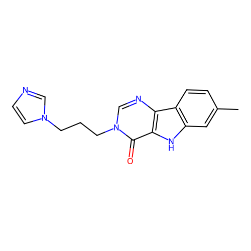 3-(3-imidazol-1-ylpropyl)-7-methyl-5H-pyrimido[5,4-b]indol-4-one structure