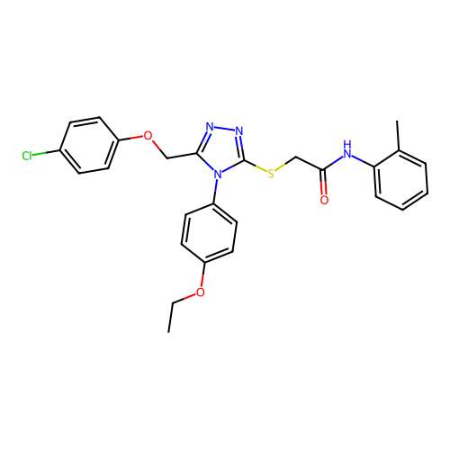 2-((5-((4-chlorophenoxy)methyl)-4-(4-ethoxyphenyl)-4H-1,2,4-triazol-3-yl)thio)-N-(o-tolyl)acetamide structure