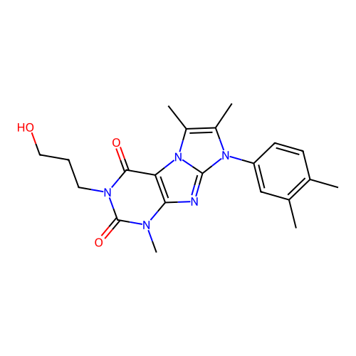 8-(3,4-dimethylphenyl)-3-(3-hydroxypropyl)-1,6,7-trimethyl-1H-imidazo[2,1-f]purine-2,4(3H,8H)-dione structure