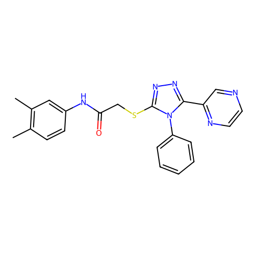 N-(3,4-dimethylphenyl)-2-[(4-phenyl-5-pyrazin-2-yl-1,2,4-triazol-3-yl)sulfanyl]acetamide structure