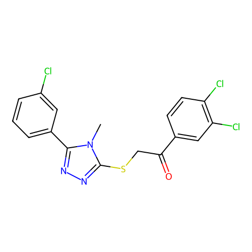 2-[[5-(3-chlorophenyl)-4-methyl-1,2,4-triazol-3-yl]sulfanyl]-1-(3,4-dichlorophenyl)ethanone structure