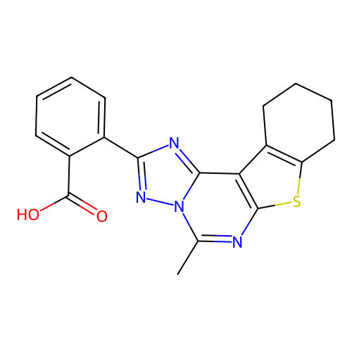 2-(5-methyl-8,9,10,11-tetrahydro[1]benzothieno[3,2-e][1,2,4]triazolo[1,5-c]pyrimidin-2-yl)benzoic acid structure