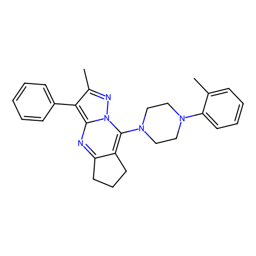 2-methyl-3-phenyl-8-(4-(o-tolyl)piperazin-1-yl)-6,7-dihydro-5H-cyclopenta[d]pyrazolo[1,5-a]pyrimidine structure