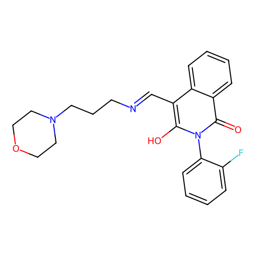 2-(2-fluorophenyl)-4-[(3-morpholin-4-ylpropylamino)methylidene]isoquinoline-1,3-dione structure
