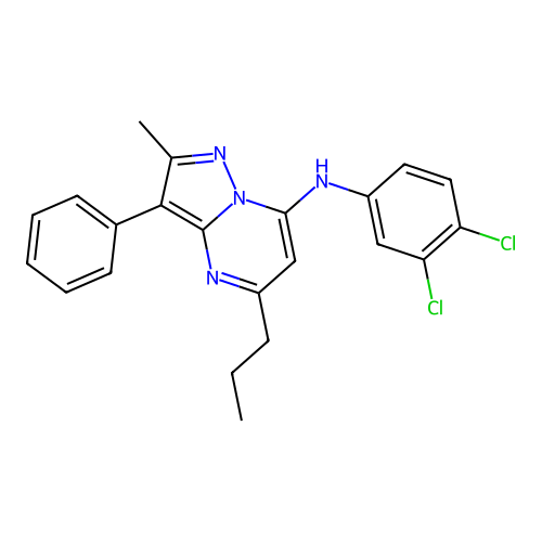N-(3,4-dichlorophenyl)-2-methyl-3-phenyl-5-propylpyrazolo[1,5-a]pyrimidin-7-amine structure
