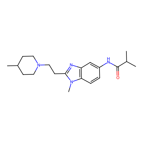 2-methyl-N-[1-methyl-2-[2-(4-methylpiperidin-1-yl)ethyl]benzimidazol-5-yl]propanamide structure