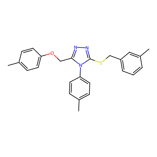 3-[(4-methylphenoxy)methyl]-4-(4-methylphenyl)-5-[(3-methylphenyl)methylsulfanyl]-1,2,4-triazole structure