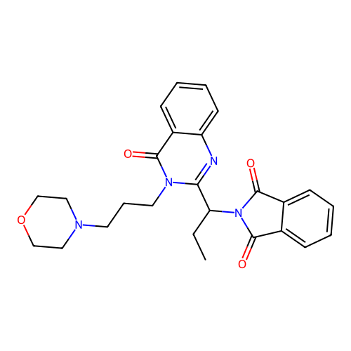 2-[1-[3-(3-morpholin-4-ylpropyl)-4-oxo-quinazolin-2-yl]propyl]isoindole-1,3-dione structure