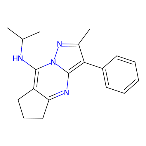 N-isopropyl-2-methyl-3-phenyl-6,7-dihydro-5H-cyclopenta[d]pyrazolo[1,5-a]pyrimidin-8-amine structure