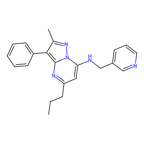 2-methyl-3-phenyl-5-propyl-N-(pyridin-3-ylmethyl)pyrazolo[1,5-a]pyrimidin-7-amine structure