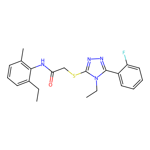 2-{[4-ethyl-5-(2-fluorophenyl)-4H-1,2,4-triazol-3-yl]sulfanyl}-N-(2-ethyl-6-methylphenyl)acetamide structure