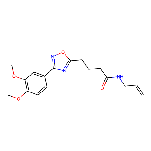 4-[3-(3,4-dimethoxyphenyl)-1,2,4-oxadiazol-5-yl]-N-(prop-2-en-1-yl)butanamide structure