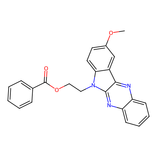 2-(9-methoxy-6H-indolo[2,3-b]quinoxalin-6-yl)ethyl benzoate structure