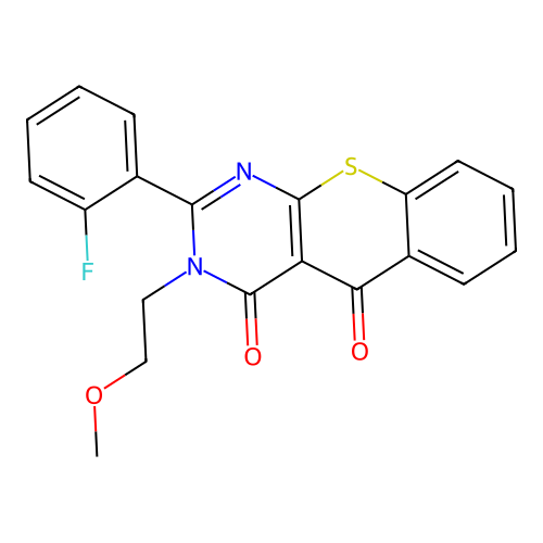 2-(2-fluorophenyl)-3-(2-methoxyethyl)-3H-thiochromeno[2,3-d]pyrimidine-4,5-dione structure