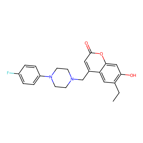 6-ethyl-4-{[4-(4-fluorophenyl)piperazin-1-yl]methyl}-7-hydroxy-2H-chromen-2-one structure