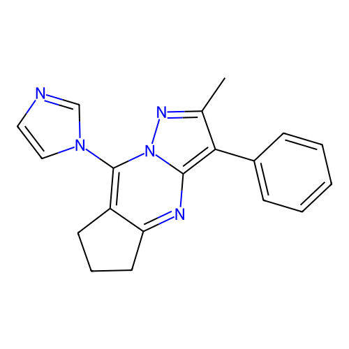 8-(1H-imidazol-1-yl)-2-methyl-3-phenyl-6,7-dihydro-5H-cyclopenta[d]pyrazolo[1,5-a]pyrimidine structure