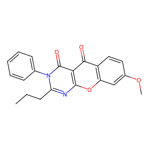 8-methoxy-3-phenyl-2-propyl-4H-chromeno[2,3-d]pyrimidine-4,5(3H)-dione structure