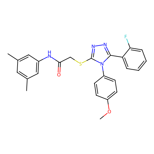 N-(3,5-dimethylphenyl)-2-{[5-(2-fluorophenyl)-4-(4-methoxyphenyl)-4H-1,2,4-triazol-3-yl]sulfanyl}acetamide structure