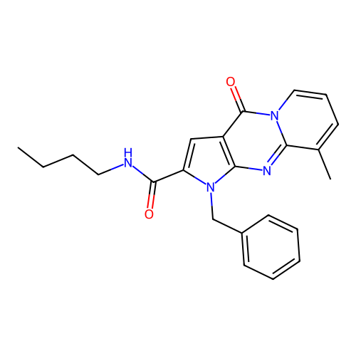 1-benzyl-N-butyl-9-methyl-4-oxo-1,4-dihydropyrido[1,2-a]pyrrolo[2,3-d]pyrimidine-2-carboxamide structure
