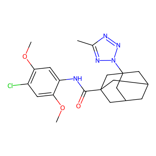 N-(4-chloro-2,5-dimethoxyphenyl)-3-(5-methyltetrazol-2-yl)adamantane-1-carboxamide structure