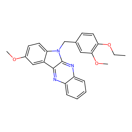6-[(4-Ethoxy-3-methoxyphenyl)methyl]-9-methoxyindolo[3,2-b]quinoxaline structure