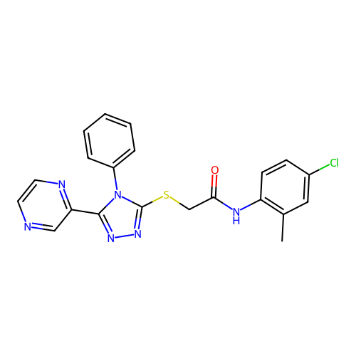 N-(4-chloro-2-methylphenyl)-2-{[4-phenyl-5-(pyrazin-2-yl)-4H-1,2,4-triazol-3-yl]sulfanyl}acetamide structure