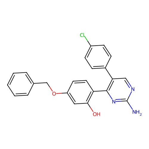 2-[2-Amino-5-(4-chlorophenyl)pyrimidin-4-yl]-5-(benzyloxy)phenol structure