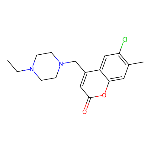 6-chloro-4-((4-ethylpiperazin-1-yl)methyl)-7-methyl-2H-chromen-2-one structure
