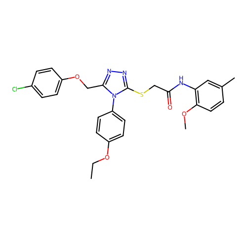 2-((5-((4-chlorophenoxy)methyl)-4-(4-ethoxyphenyl)-4H-1,2,4-triazol-3-yl)thio)-N-(2-methoxy-5-methylphenyl)acetamide structure