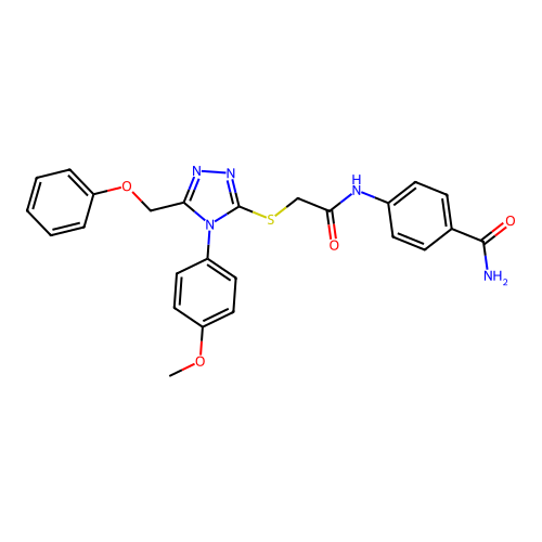 4-{2-[4-(4-methoxyphenyl)-5-(phenoxymethyl)-1,2,4-triazol-3-ylthio]acetylamino }benzamide structure