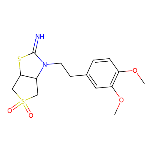 3-[2-(3,4-dimethoxyphenyl)ethyl]tetrahydrothieno[3,4-d][1,3]thiazol-2(3H)-imine 5,5-dioxide structure