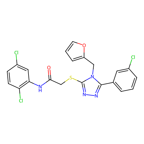 2-{[5-(3-chlorophenyl)-4-(furan-2-ylmethyl)-4H-1,2,4-triazol-3-yl]sulfanyl}-N-(2,5-dichlorophenyl)acetamide structure