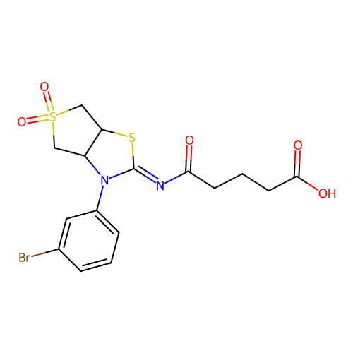 5-{[(2Z)-3-(3-bromophenyl)-5,5-dioxidotetrahydrothieno[3,4-d][1,3]thiazol-2(3H)-ylidene]amino}-5-oxopentanoic acid structure