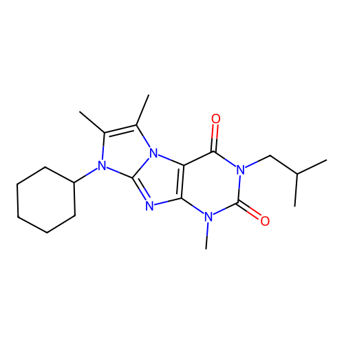 8-cyclohexyl-3-isobutyl-1,6,7-trimethyl-1H-imidazo[2,1-f]purine-2,4(3H,8H)-dione structure