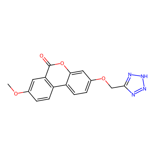 8-methoxy-3-(1H-tetrazol-5-ylmethoxy)-6H-benzo[c]chromen-6-one structure